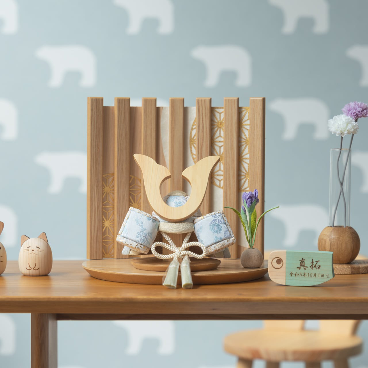 ことの木目込かぶと（5KS-0500）（そら）鍬形｜平台｜なぎ｜コンパクトな五月人形｜節句兜｜コンパクト