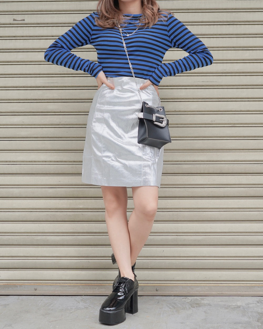 Silver Metallic H-Line Mini Skirt