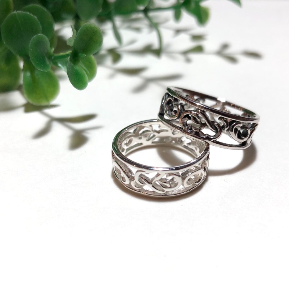 在庫限り！純銀製＊透かし模様デザインリング 蔦