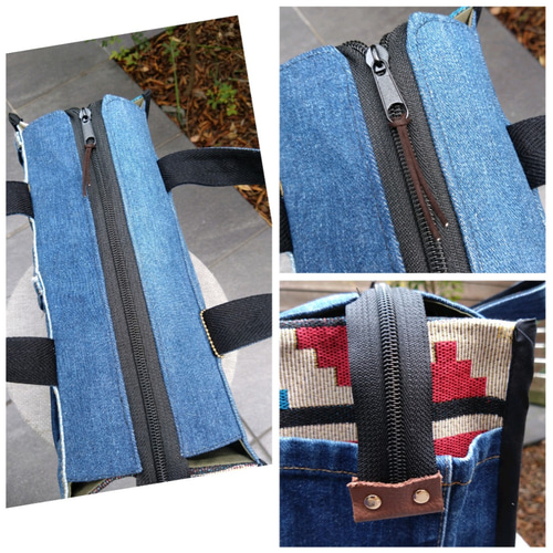 №792【DENIM✖️オルテガファスナー付ToteBAG⚮̈】デニムリメイク