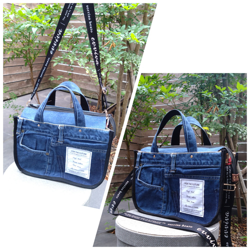 №792【DENIM✖️オルテガファスナー付ToteBAG⚮̈】デニムリメイク