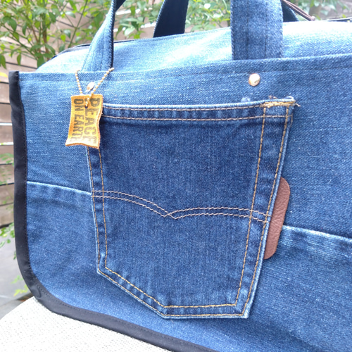 №792【DENIM✖️オルテガファスナー付ToteBAG⚮̈】デニムリメイク