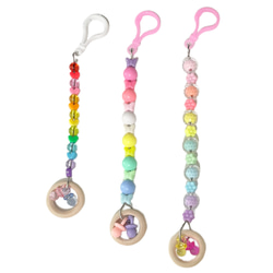 インコ かじりおもちゃ 日本製 安心安全素材 天然木 塗料不使用 セキセイインコ オカメ  レインボーB, 約24cm 2枚目の画像