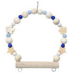 【Sサイズ】日本製 天然木 セキセイインコ 14cm前後 インコ 鳥 ブランコ スイング NA11 ブルー 1枚目の画像