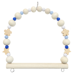 【Sサイズ】日本製 天然木 セキセイインコ 14cm前後 インコ 鳥 ブランコ スイング NA11 ブルー 5枚目の画像