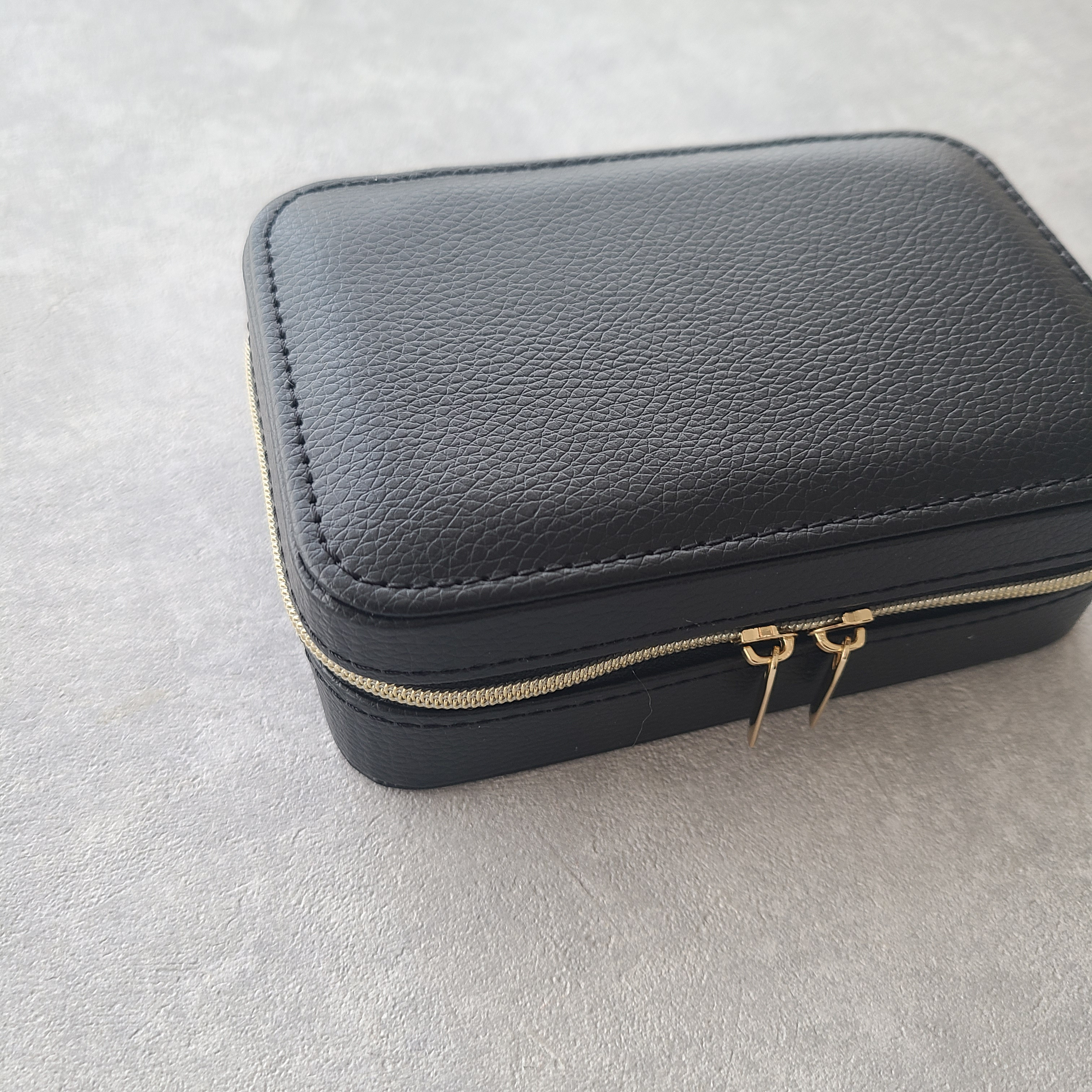 カスタム用 トラベルジュエリーポーチ｜合皮レザー×スエード調 ブラック｜ハンドメイド素材・アクセサリー収納・ギフトにも