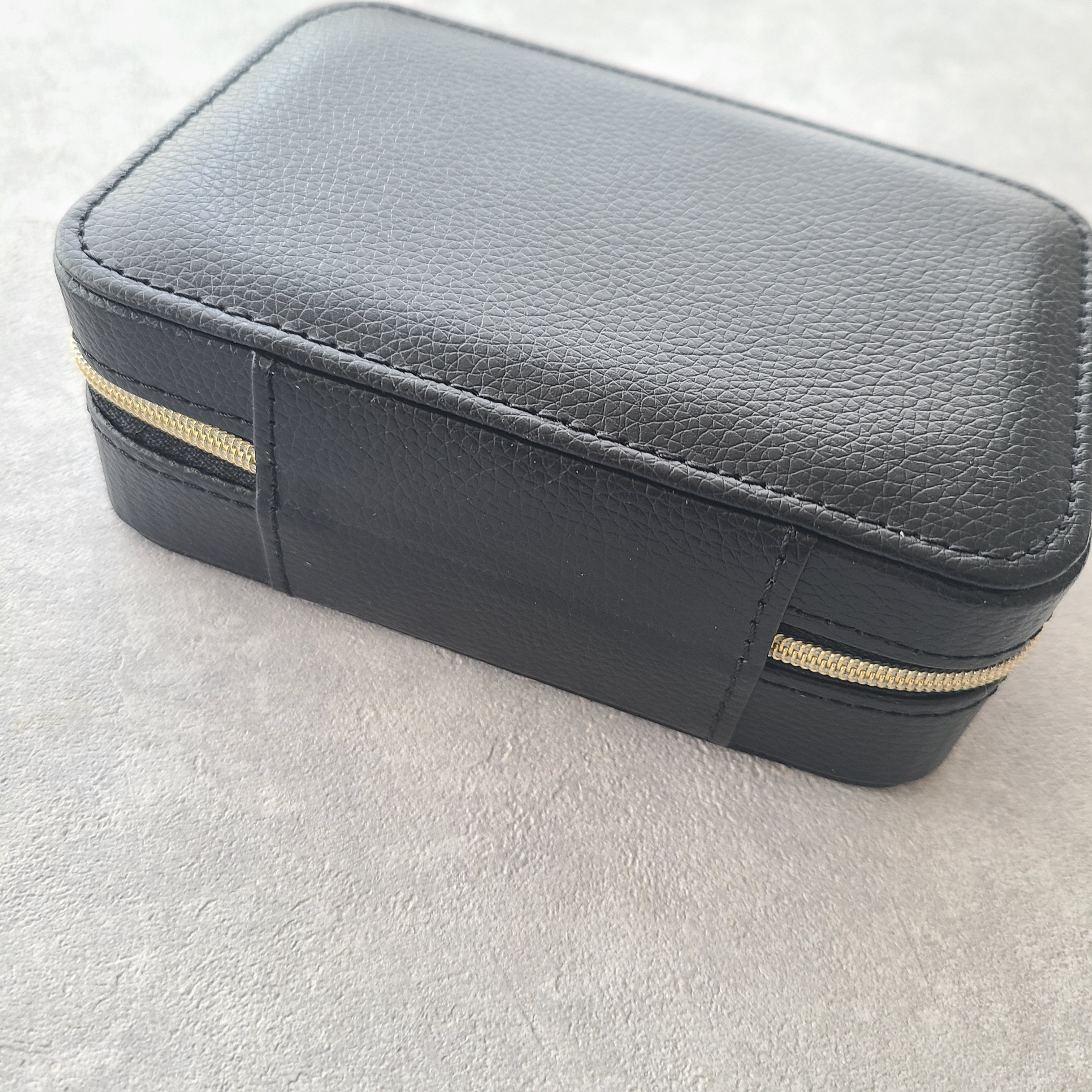 カスタム用 トラベルジュエリーポーチ｜合皮レザー×スエード調 ブラック｜ハンドメイド素材・アクセサリー収納・ギフトにも