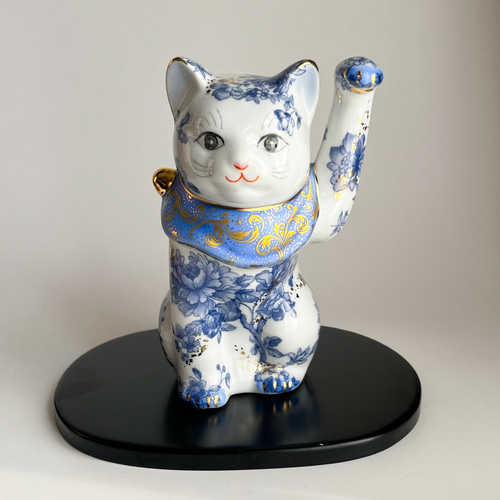 伊万里｜招き猫 招き猫 大 磁器製 伊万里柄 ブルー 招き猫 Obsidian 通販 20047009