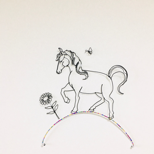 ワイヤーアート ワイヤークラフト 馬 午年 干支 ウォールステッカー