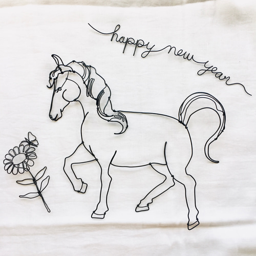 ワイヤーアート ワイヤークラフト 馬 午年 干支 ウォールステッカー