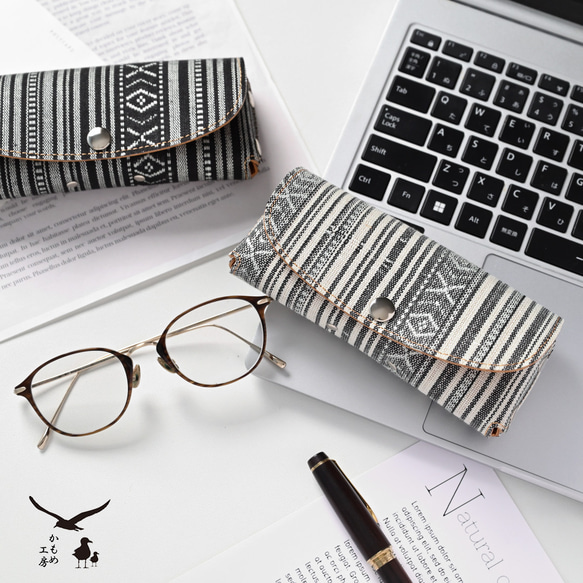 メガネケース【白縞】 本革 収納ケース 姫路レザー 眼鏡 サングラス HZ16K 1枚目の画像