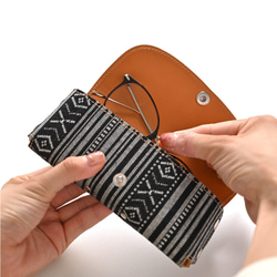 メガネケース【白縞】 本革 収納ケース 姫路レザー 眼鏡 サングラス HZ16K 8枚目の画像