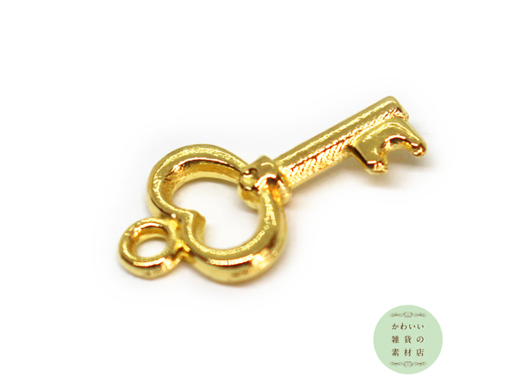 小さな中空のハートの形の鍵のチャーム（ゴールド/ハートキー）6個セット #C-0384 3枚目の画像