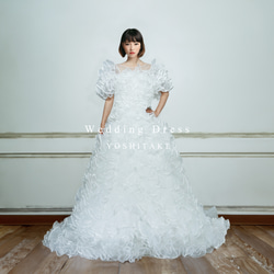 ウエディングドレス.白.ラメチュール.プリンセスライン.オフショル