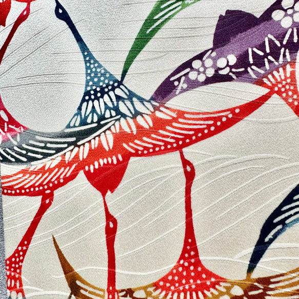 着物のファブリックパネル　紫と鶴の群れ（2枚セット）　27×27cm インテリア　着物リメイク　アートパネル　正月飾り 8枚目の画像