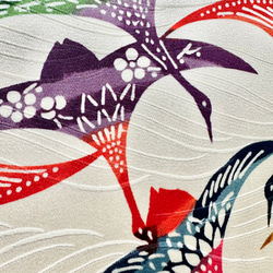 着物のファブリックパネル　紫と鶴の群れ（2枚セット）　27×27cm インテリア　着物リメイク　アートパネル　正月飾り 7枚目の画像