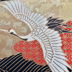 着物のファブリックパネル　輝く雲と鶴　 22×22cm インテリア　着物リメイク　アートパネル　和モダン 正月飾り　玄関 7枚目の画像