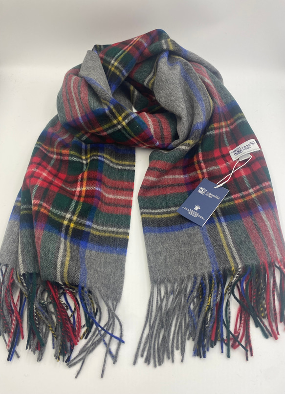 ジョンストンズ 大判 マフラー スカーフ ブラックスチュワート
