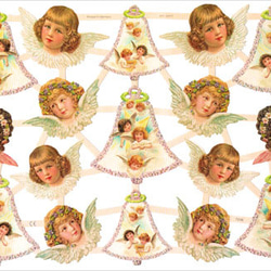 ドイツ製クロモス 小さなベルと天使 ラメなし　DA-CHY024 1枚目の画像