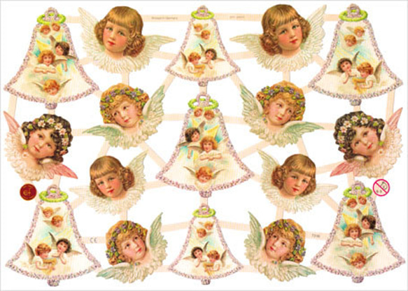 ドイツ製クロモス 小さなベルと天使 ラメなし　DA-CHY024 1枚目の画像