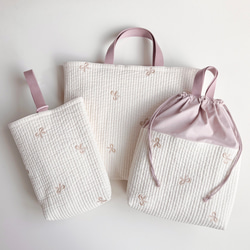 ヌビ　入園入学　3点セット　リボン　刺繍　くすみピンク　ラベンダー　女の子 入園セット ヌビバッグ のおすすめ人気通販 検索結果｜Creema(クリーマ