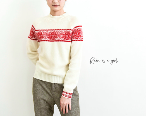 カシミヤ100%☆北欧柄】厚手│ノルディック│クリスマス│ニット