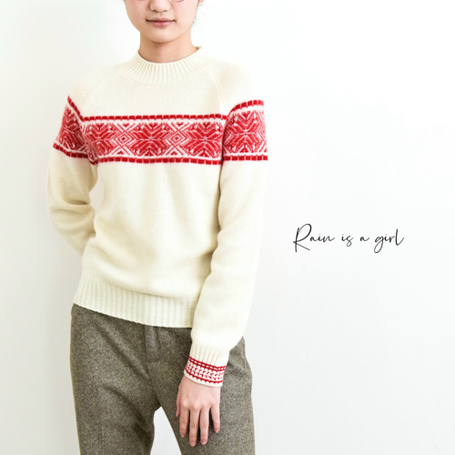 カシミヤ100%☆北欧柄】厚手│ノルディック│クリスマス│ニット