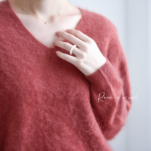 【カシミヤ100%★無縫製】超柔らか起毛│ シームレス│ バルーンスリーブ │Vネック│上品│T-237 6枚目の画像