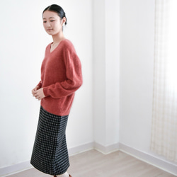 【カシミヤ100%★無縫製】超柔らか起毛│ シームレス│ バルーンスリーブ │Vネック│上品│T-237 20枚目の画像