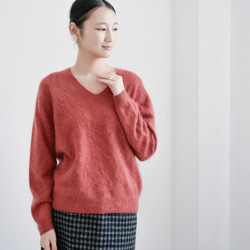 【カシミヤ100%★無縫製】超柔らか起毛│ シームレス│ バルーンスリーブ │Vネック│上品│T-237 7枚目の画像