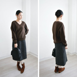 【カシミヤ100%★無縫製】超柔らか起毛│ シームレス│ バルーンスリーブ │Vネック│上品│T-237 12枚目の画像