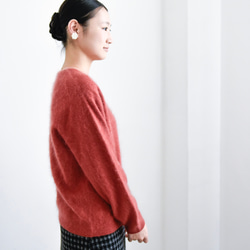 【カシミヤ100%★無縫製】超柔らか起毛│ シームレス│ バルーンスリーブ │Vネック│上品│T-237 8枚目の画像