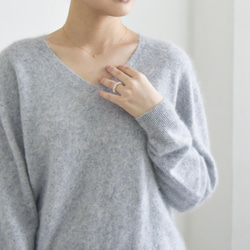 【カシミヤ100%★無縫製】超柔らか起毛│ シームレス│ バルーンスリーブ │Vネック│上品│T-237 14枚目の画像