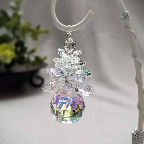 サンキャッチャー♡ハンドメイド「Swarovski✧︎パステルツリー」 クリスマスツリー クリスマス ステンドグラス サンキャッチャー 窓飾り モビール