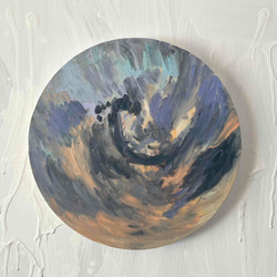 直径25㎝「朝の空　2025-2」油彩・絵画・原画・丸形・アートパネル 直径25㎝「朝の空 2025-2」油彩・絵画・原画・丸形・アートパネル