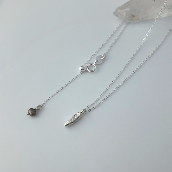 ラフなミニバーチャーム　スライドチェーンネックレス　シルバー925 6枚目の画像