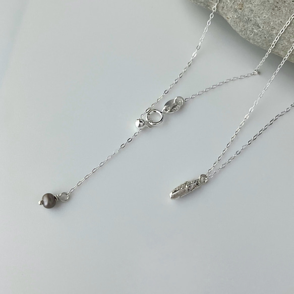 ラフなミニバーチャーム　スライドチェーンネックレス　シルバー925 11枚目の画像