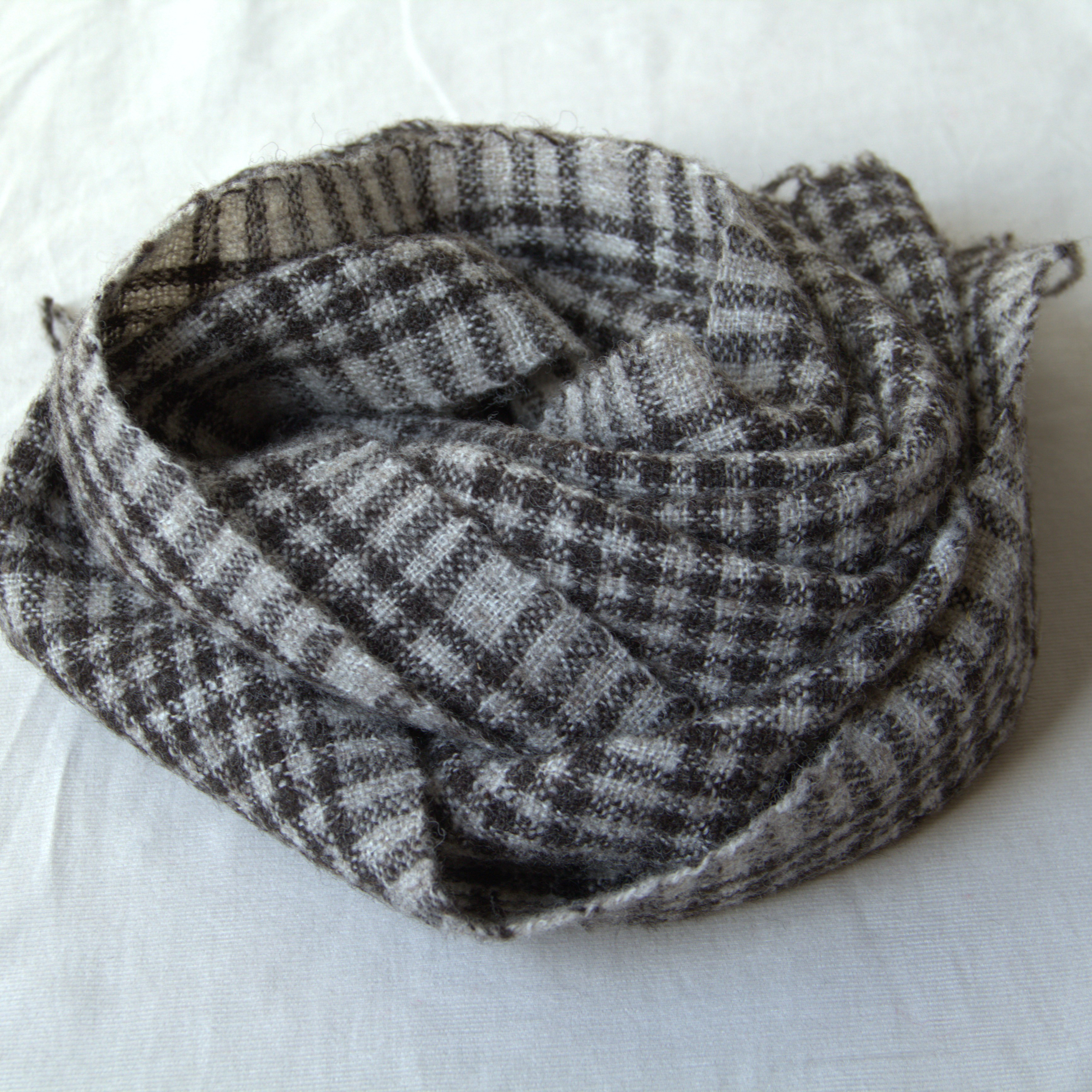 ホームスパンマフラー　ナチュラルカラーチェック