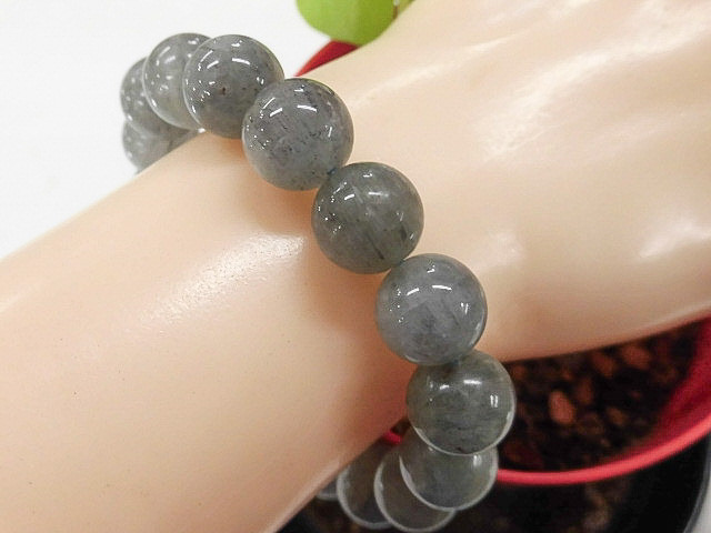 天然石 ブルールチルクォーツ12.0～12.3mm玉ブレスレット 内周18.9cm 　　250720588