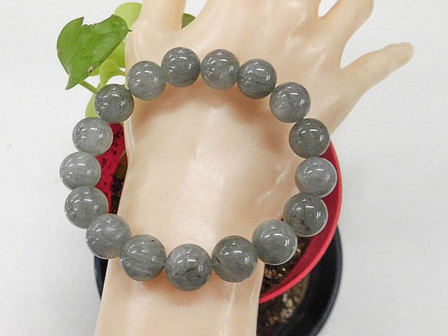 天然石 ブルールチルクォーツ12.0～12.3mm玉ブレスレット 内周18.9cm 　　250720588