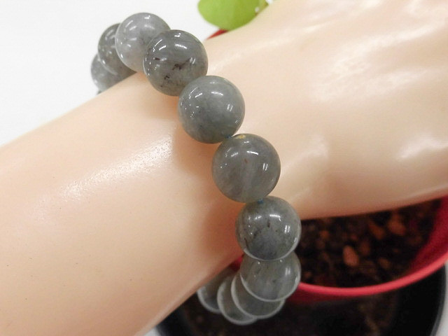 天然石 ブルールチルクォーツ12.0～12.3mm玉ブレスレット 内周18.9cm 　　250720588