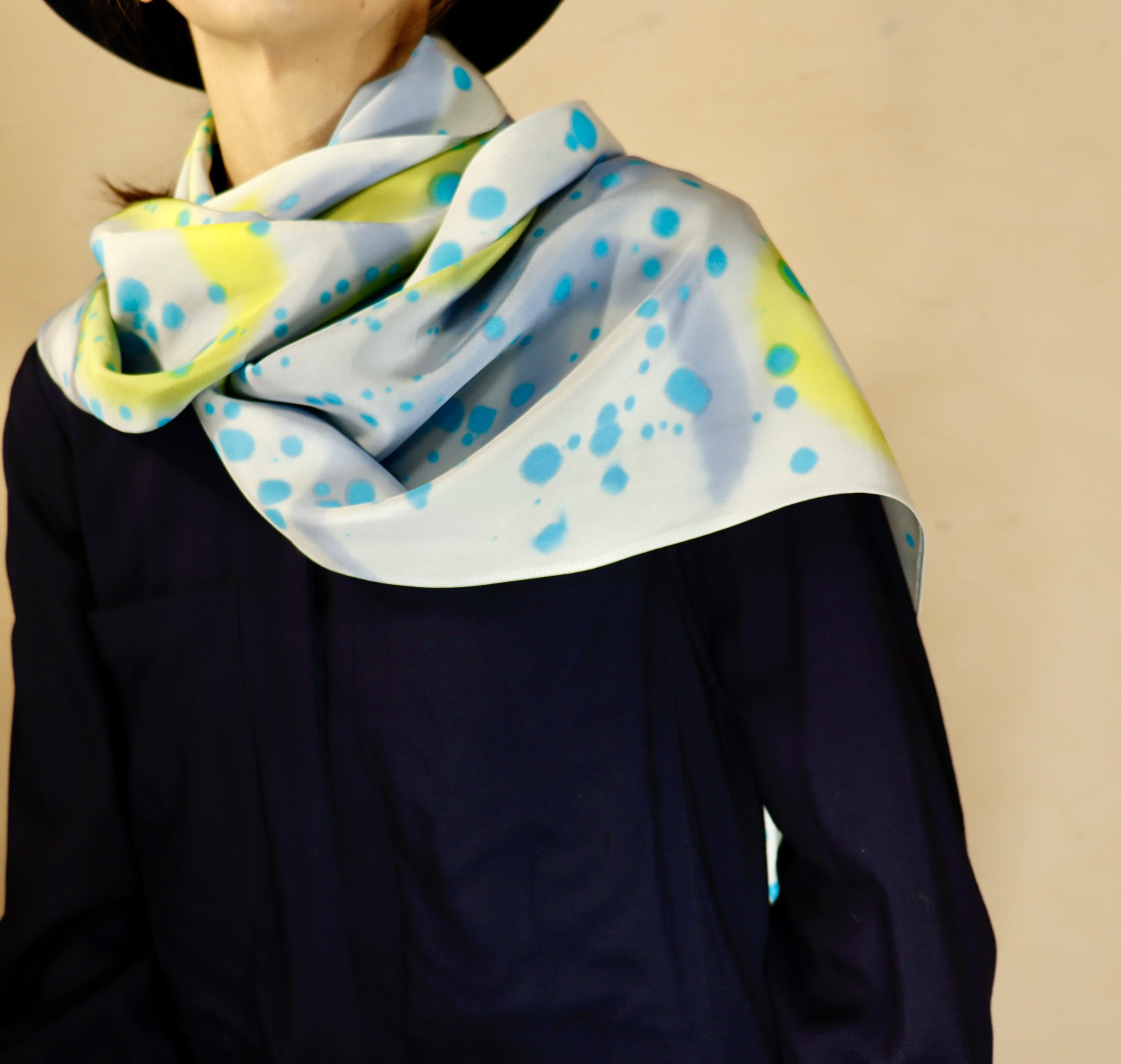 手染めシルクストール　スカーフ　silk
