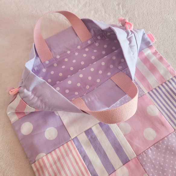 紫色拼布運動服包（尺寸可調） 第5張的照片