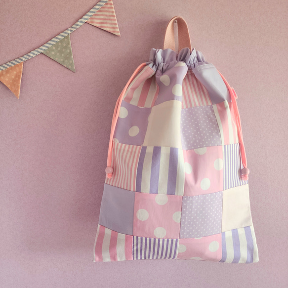 紫色拼布運動服包（尺寸可調） 第1張的照片