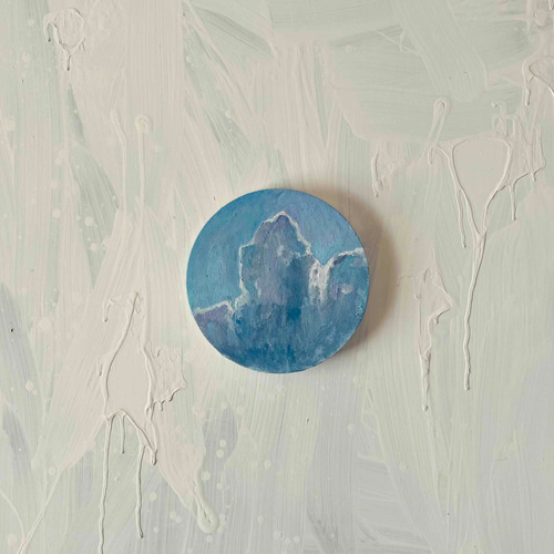 直径20㎝「画家の家の上空4」油彩・絵画・原画・丸形・アートパネル 直径20㎝「画家の家の上空4」油彩・絵画・原画・丸形・アートパネル