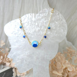 富士山プレーンチェコビーズブレスレット 2枚目の画像