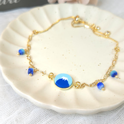 富士山プレーンチェコビーズブレスレット 1枚目の画像