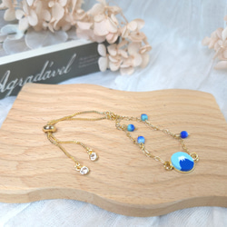 富士山プレーンチェコビーズブレスレット 3枚目の画像