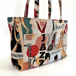 《 1点限定* 》JAZZのショルダートートバッグ オランダ製ゴブラン生地　マチ付きたっぷり大容量 9枚目の画像