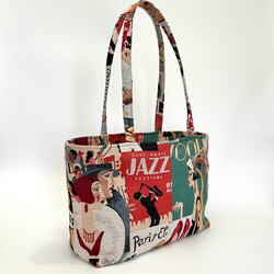 《 1点限定* 》JAZZのショルダートートバッグ オランダ製ゴブラン生地　マチ付きたっぷり大容量 3枚目の画像